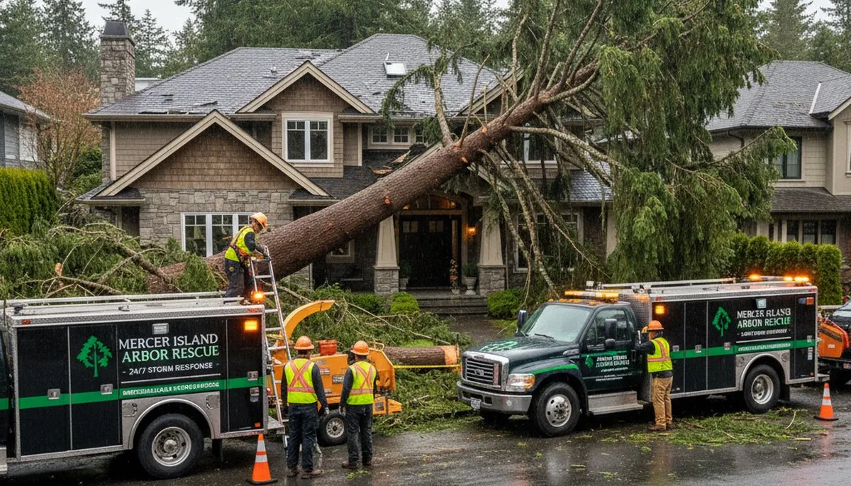 Emergency tree removal after storm damage in Mercer Island, WA by Bellevue tree service experts