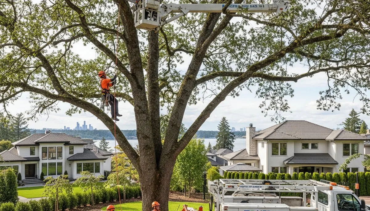 Professional tree removal service in Bellevue WA safely cutting large tree branches